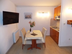 open plan kitchen with dining area